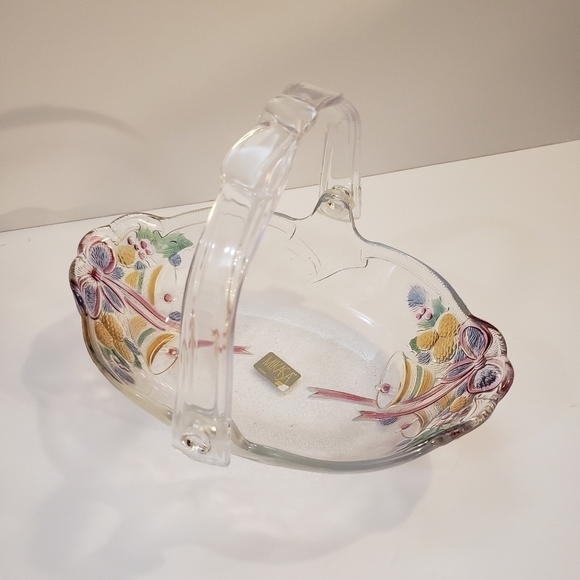 Mikasa Holiday Bells Decorative Basket Glass Frost - Picture 1 of 10